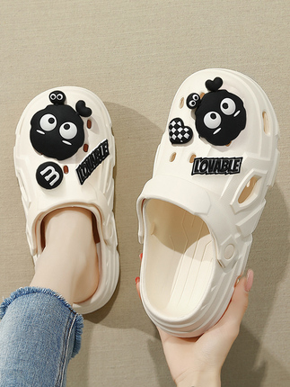 Women's Clogs, Summer 2025 New Style, Cute Thick-Soled Beach Closed-Toe Half Sandals, Summer Slippers