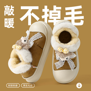 女 室内家居防滑软底包跟外穿加绒保暖棉鞋 可爱雪地靴女款 2025新款