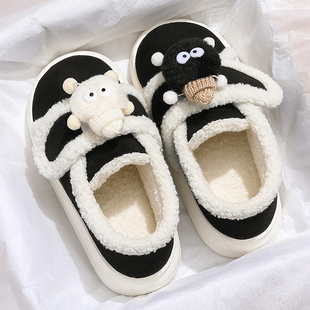 包跟室内家居厚底防滑毛绒保暖棉鞋 2025新款 冬天 女冬季 博肯棉拖鞋