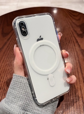 适用苹果xsmax手机壳iphonex磁吸xr透明x硅胶10套magsafe无线充15xmax13男ip14pro车载12p防摔11带镜头膜plus
