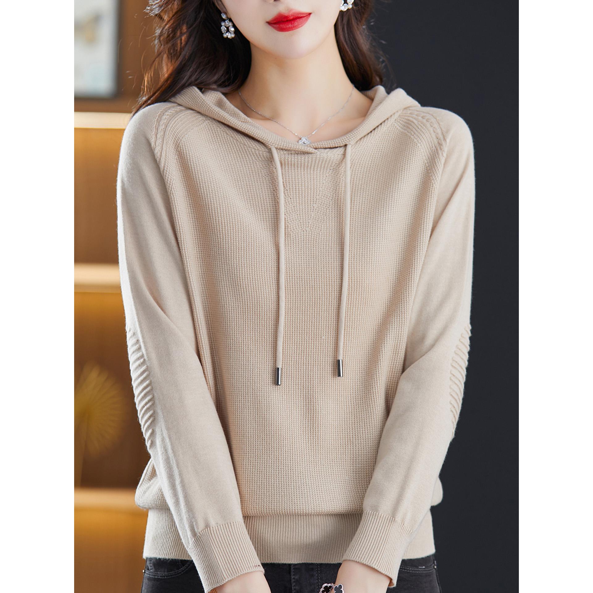 JOYIASS连帽针织卫衣女士早秋季2025新款爆款女装小个子宽松薄款