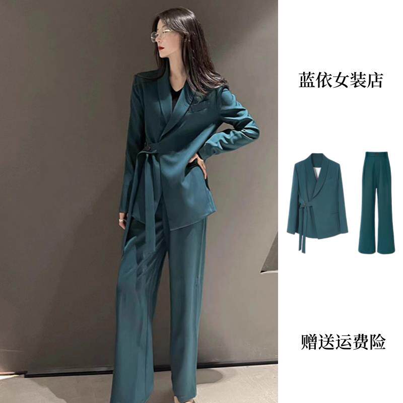 RIERA西装套装女秋季2025新款高级感时尚休闲系带西服阔腿裤职业