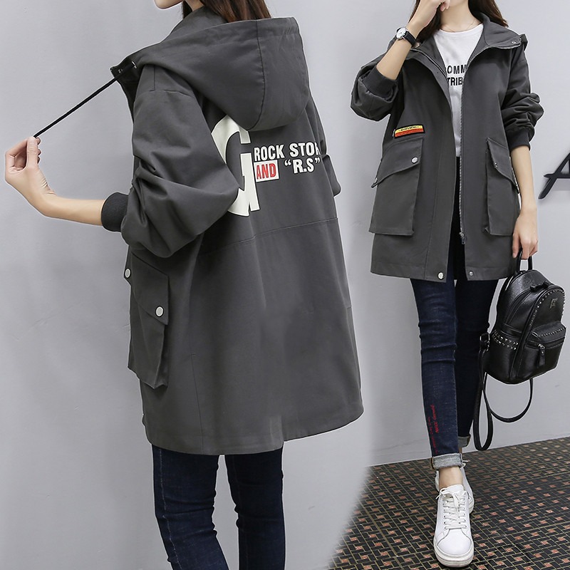 春秋新款宽松胖妹妹风衣外套女