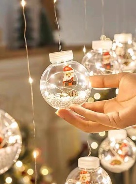 led圣诞老人雪人许愿球窗帘灯圣诞节日店铺橱窗装饰铜线灯彩灯