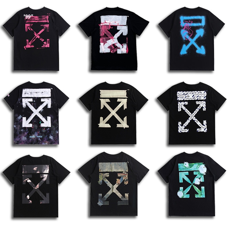 过验版OFF烫金胶带印花箭头OW短袖圆领男宽松女大码WHITE情侣T恤