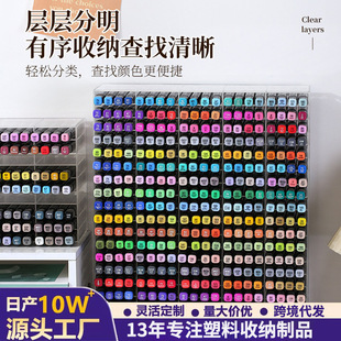 亚克力马克笔收纳架大容量透明方格桌面彩笔文具店笔架收纳置物架