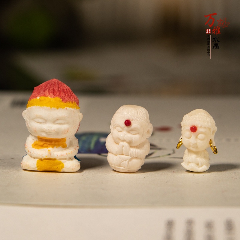 万雅水晶 根付小猴子 佛三通DIY编织可爱手机挂件车钥匙扣散配件