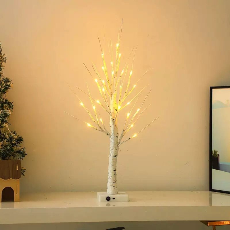 跨境led白桦树灯礼物卧室床头房间氛围USB装饰小夜灯圣诞节树灯,家装灯饰光源,氛围灯,淘宝优惠券,粉丝福利购,淘宝优惠卷