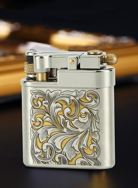 首领CF311P莱文斯唐草花复古煤油打火机机械侧滑砂轮点火男士礼品