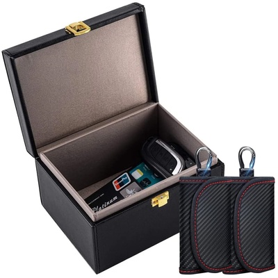 新款碳纤维钥匙扣汽车RFID屏蔽钥匙包钥匙套屏蔽盒防磁信号屏蔽箱