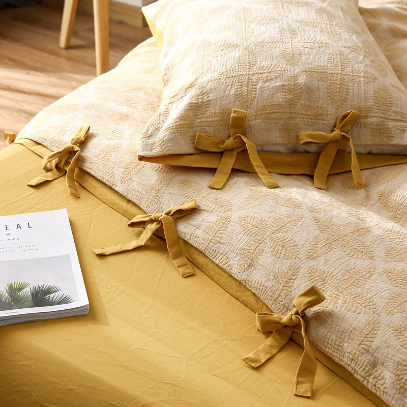 60支双层纱提花全棉四件套纯棉床上用品简约复古被套床笠,床上用品,床品套件/四件套/多件套,淘宝优惠券,粉丝福利购,淘宝优惠卷