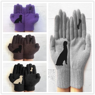 Dog Fun Bone Cute Gloves Finger Printed Warmth