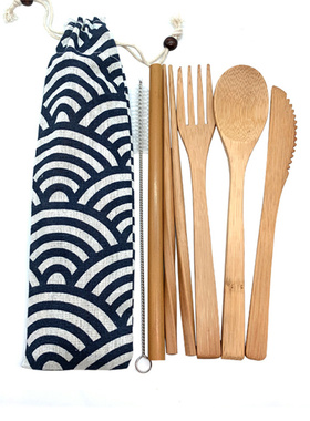 Bamboo Cutlery Set Travel Utensils Biodegradable Wooden Din