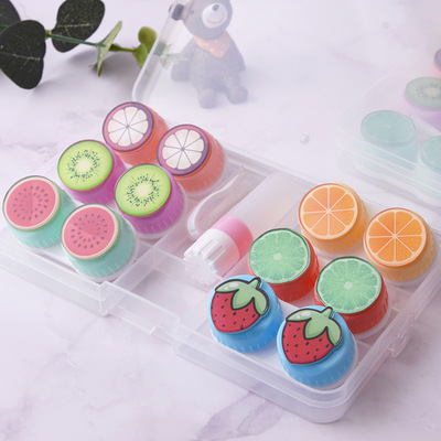 Six set fruit patch contact lens case display box