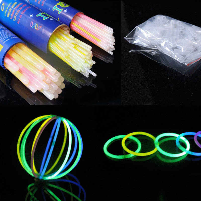 Colorful fluorescent stick emits dazzling night light adhesi