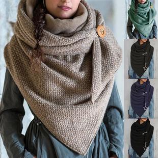 Wrap Shawl Color Scarf Warm Thick Soft Star Button Solid ter
