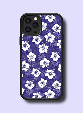 16plus少女心高级紫色扶桑花防摔15promax保护套14promax/13/12mini背板珠光细闪金属贴片xsmax/11