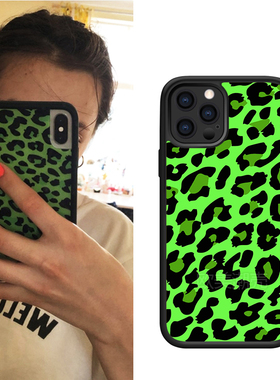 iPhone14欧美风超火绿色豹纹8plus手机壳xrs适用苹果13promax防摔【2294】