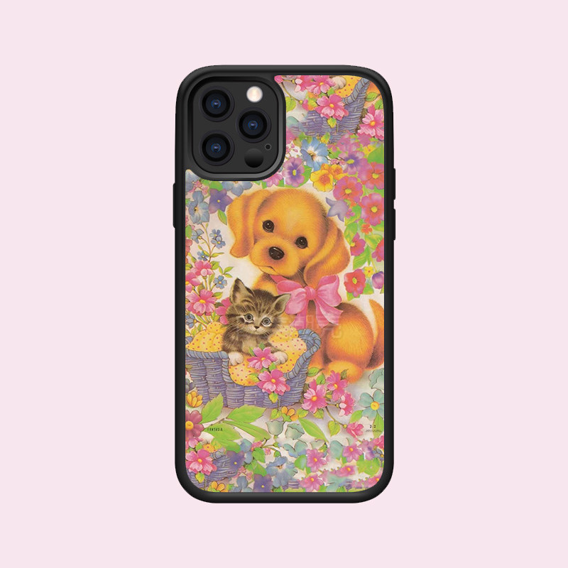 iPhone16新款超火15promax猫咪与狗狗的友好生活图案17适用苹果12pro金属带细闪后背时尚13防摔手机壳14plus
