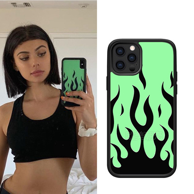 tpu黑绿火焰手机壳苹果欧美15pro