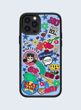 16pro小众ins可爱蓝色搞怪15promax适用苹果11/xr/12网红防摔手机壳14plus保护套女