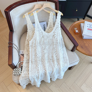 镂空针织吊带背心裙女春夏高级感2026新款 胖mm波西米亚0320r 大码