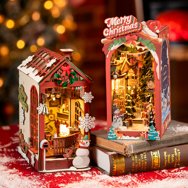 圣誕diy小屋書立若來木質