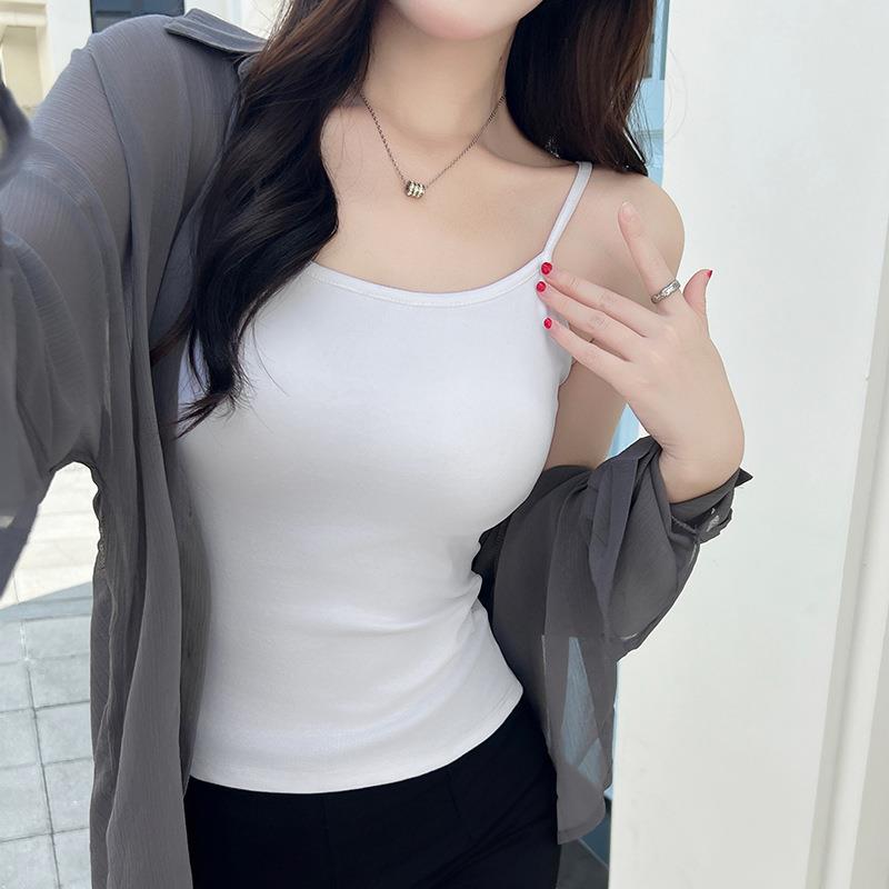 白色吊带带胸垫背心女夏外穿内搭美背2025新款夏季穿搭设计感上衣