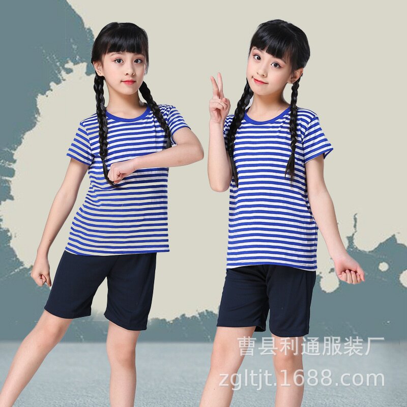 2026新款儿童夏季体能服套装迷彩短袖体能训练服T恤军训演出服批