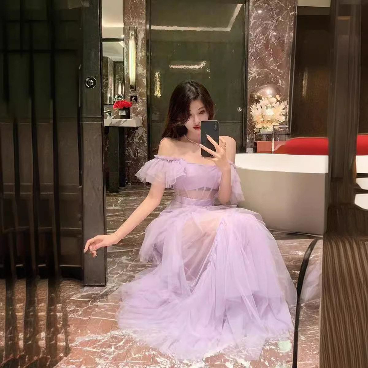 2026新款十三行超仙小礼服裙收腰抹胸连衣裙女夏仙女海边度假沙滩