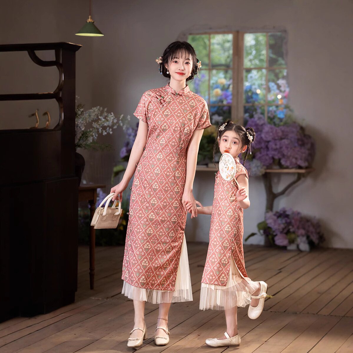 2026新款亲子旗袍母女装儿童中式改良旗袍礼服日常可穿透气连衣裙