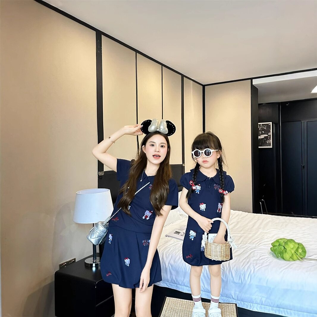 2026新款炸街亲子装卡通短袖t恤夏季感百搭亲子母女婴儿装潮