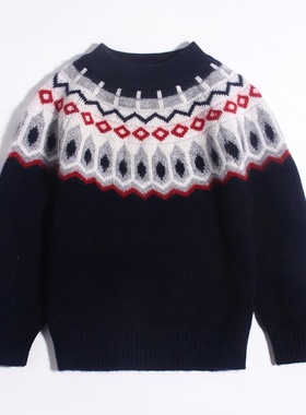 2025新款小羊跳跳儿童羊绒衫中大童毛衣100%羊绒休闲针织