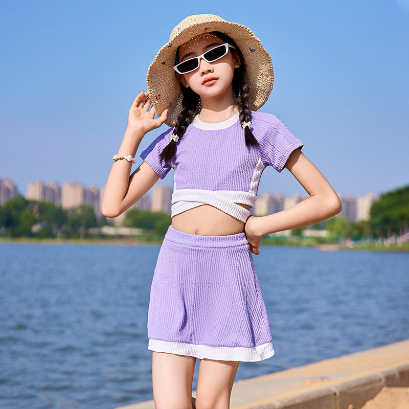 2026新款女童分体泳衣女大童夏季高级感专业训练服女孩洋气游泳衣