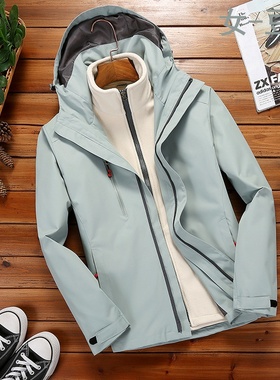 2025新款冲锋衣男女三合一两件套可拆卸秋冬加厚保暖防风防水