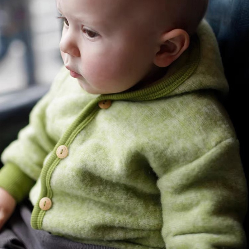 2025新款儿童抓绒外套柔软欧美秋冬保暖舒适男女宝宝纽扣上衣