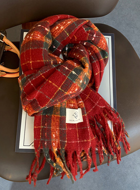 红色围巾女冬季2026新款今年流行爆款韩系氛围感保暖护颈围脖学生