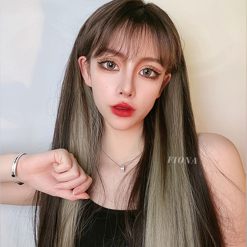 彩色挑染挂耳假发片lisa同款