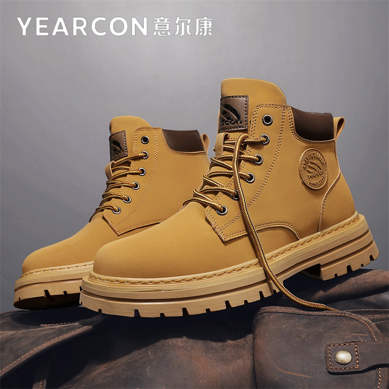 意尔康官方旗舰店马丁靴男大黄靴