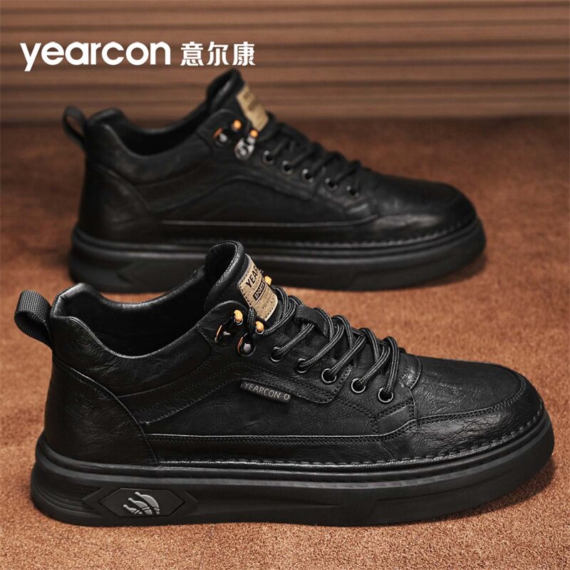 意尔康男鞋2026新款春秋季爆款增高板鞋低帮马丁靴男士休闲皮鞋潮