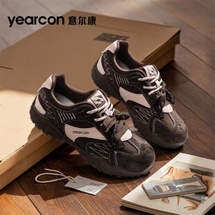 意尔康女鞋2026新款秋冬季爆款复古德训鞋厚底增高百搭休闲运动鞋
