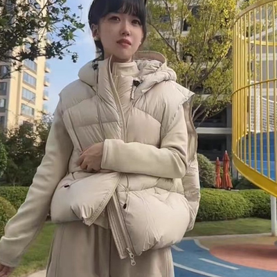 羽绒棉马甲女短款连帽新