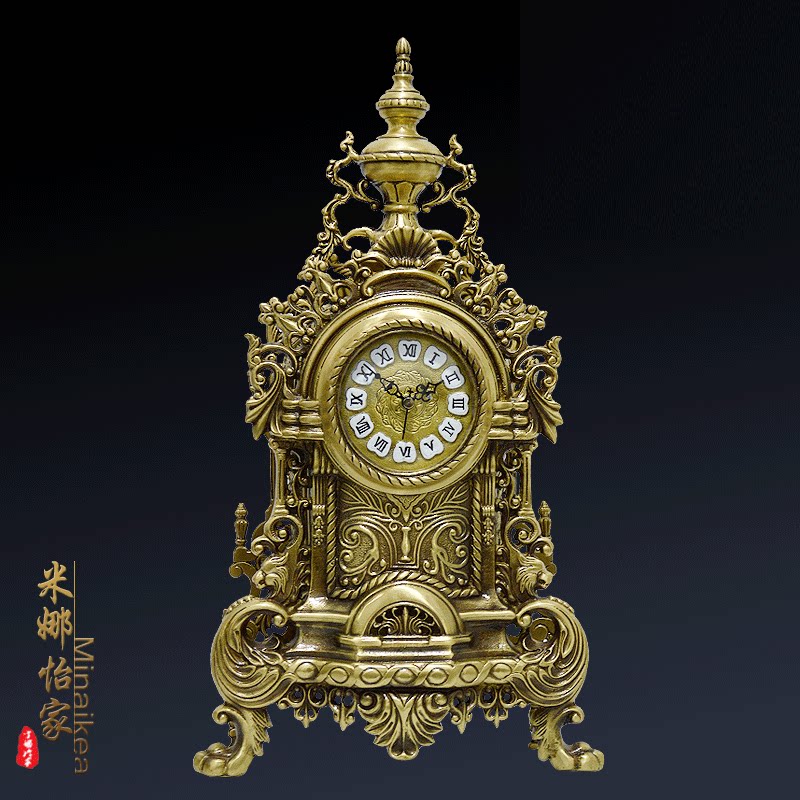 欧式大号铜质静音座钟客厅仿古石英钟表别墅酒店办公礼品摆件