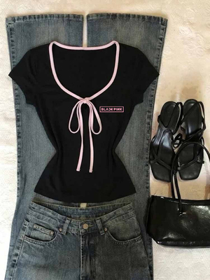 BLACKPINK同款衣服夏季金智妮金智秀LISA ROSE签名短袖演唱会应援