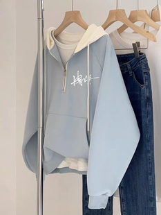 周深同款衣服生米应援上衣连帽卫衣假2件宽松套头学生演唱会秋冬