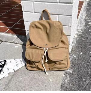 日韩新款背包女百搭通勤帆布包小众设计简约学生大容量书包双肩包