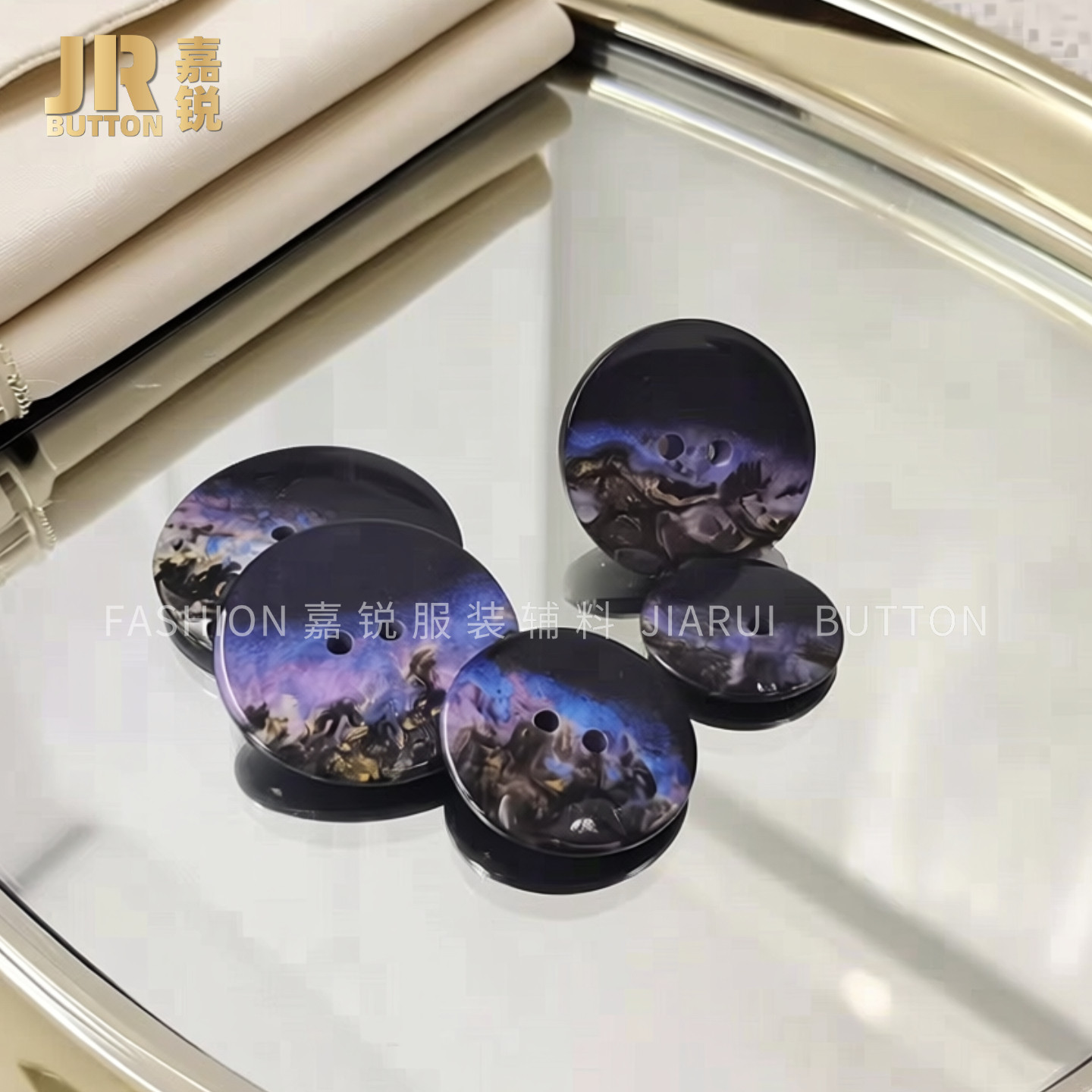 星云宇宙仿贝壳贝母两眼树脂纽扣