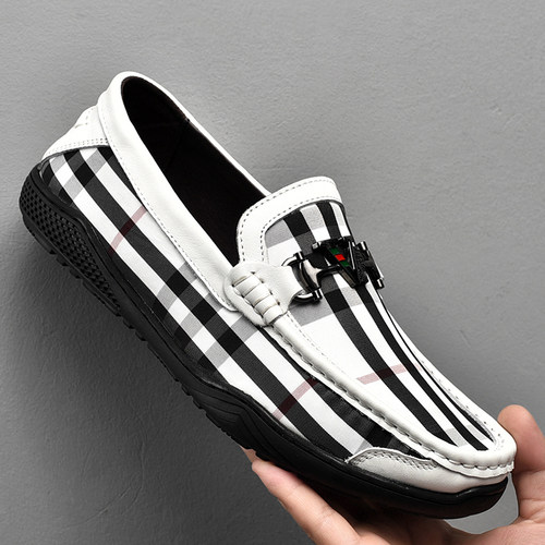 夏季新款帆布豆豆鞋真皮休闲