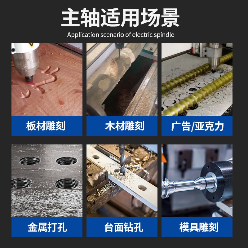 模具电主轴1.5kwl-400HZ-80HZ-1333HZ赫兹气密封防水孔雕刻机水冷