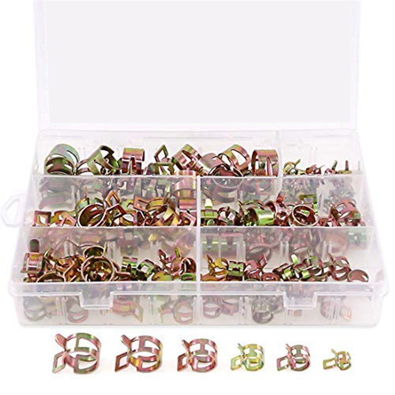 72pcs盒装日式镀彩锌弹簧卡箍7-17mm汽车R卡箍油管水管软管夹